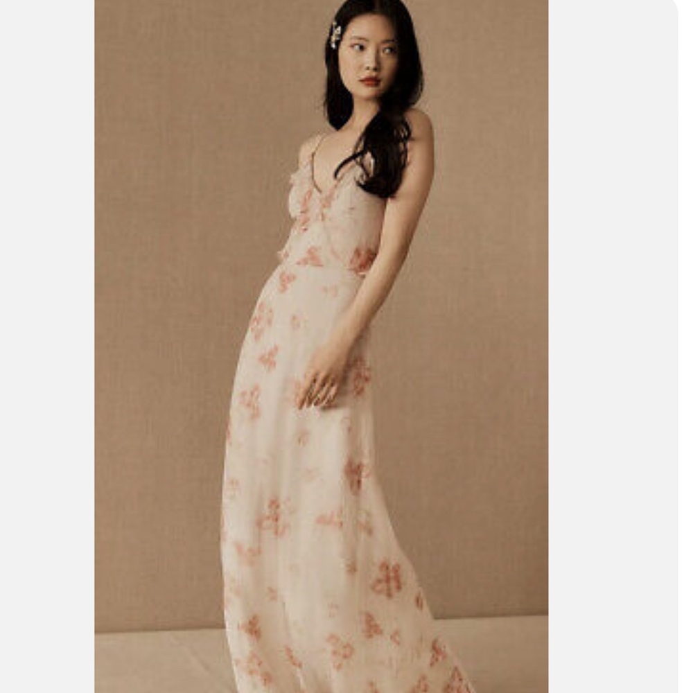 Anthropologie bhldn clare dress Size 2 Floral Long Wedding Guest